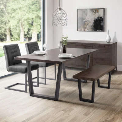 Dunelm Brooklyn Rectangular Dining Table Dark Oak Brown