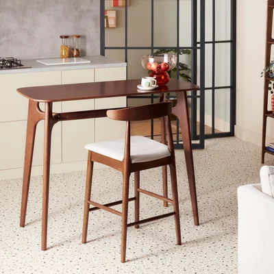 Dunelm Elements Alva 2 Seater Rectangular Bar Table, Walnut Stained Brown