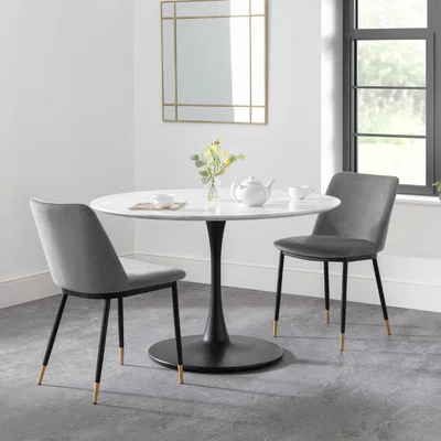 Dunelm Holland Round Pedestal Dining Table Black and white