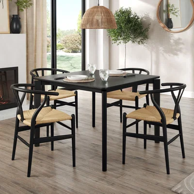 Dunelm Hudson 4 Seater Square Extendable Dining Table, Oak Black