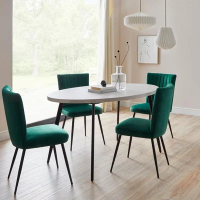Dunelm Zuri Concrete Effect Oval Dining Table Grey