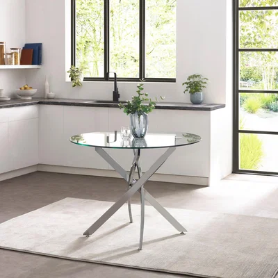 Dunelm Anderson 4 Seater Round Glass Dining Table