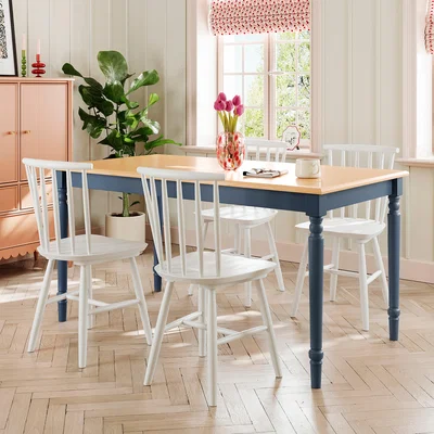 Dunelm Harvey 4 Seater Rectangular Dining Table Blue