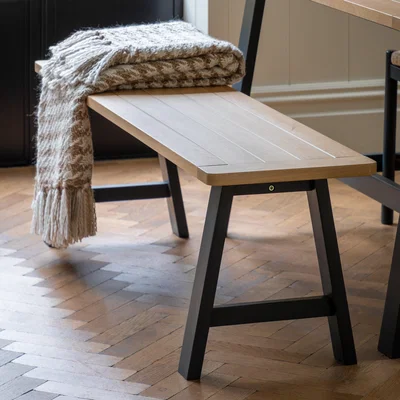 Dunelm Elda Trestle 2 Seater Dining Bench Charcoal (Grey)