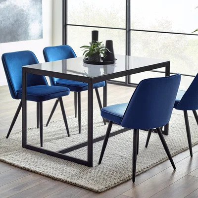 Dunelm Chicago 4 Seater Dining Table, Smoked Glass Black