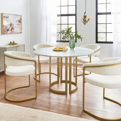 Dunelm Sascha 4 Seater Round Dining Table, Marble