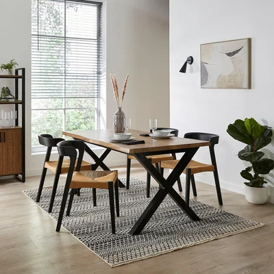 Dunelm Ezra Extending Dining Table, 160 x 200cm Black