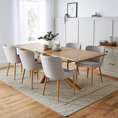 Dunelm Xavi 6-8 Seater Rectangular Extendable Dining Table, Oak Oak