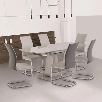 Dunelm Calgary 4-6 Seater Extendable Dining Table, Metal Grey