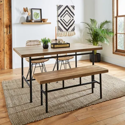 Dunelm Bryant 6 Seater Rectangular Dining Table, Mango Wood Effect Brown