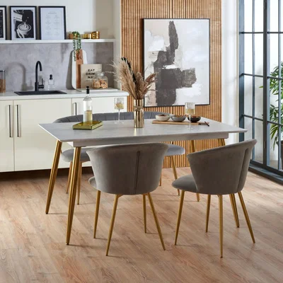Dunelm Kendall Marble Effect Extending Dining Table White
