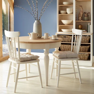 Dunelm Churchgate 1 Round Table & 2 Ivory Chairs Ivory