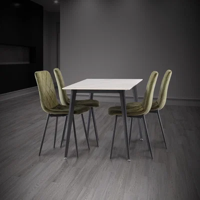 Dunelm Ivy 4 Seater Dining Table, Sintered Stone White/Grey