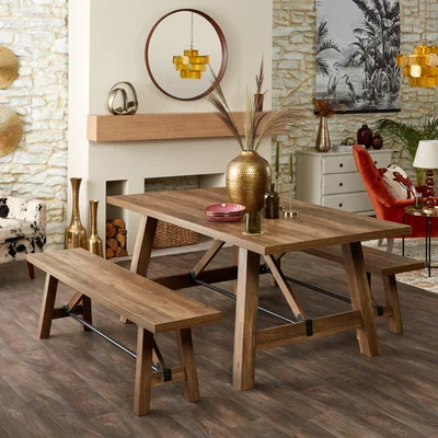 Dunelm Fulton Trestle 8 Seater Rectangular Dining Table Pine