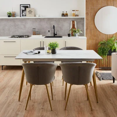 Dunelm Kendall Marble Effect Rectangle Dining Table White