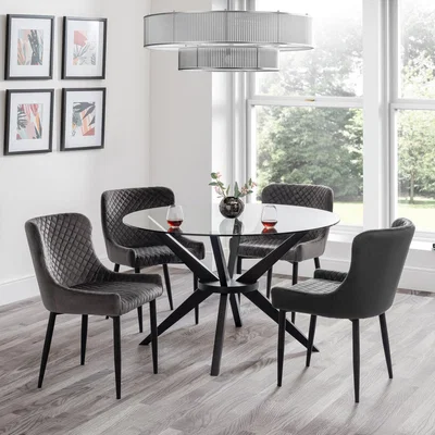 Dunelm Hayden Round Glass Dining Table Black