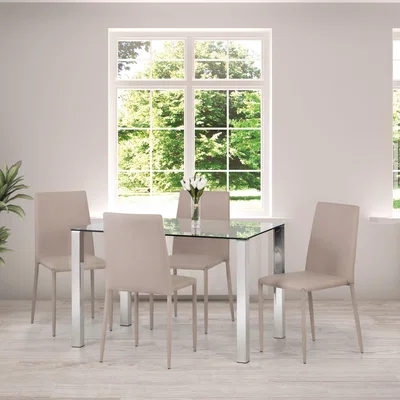 Dunelm Enzo Rectangular Glass Dining Table Grey