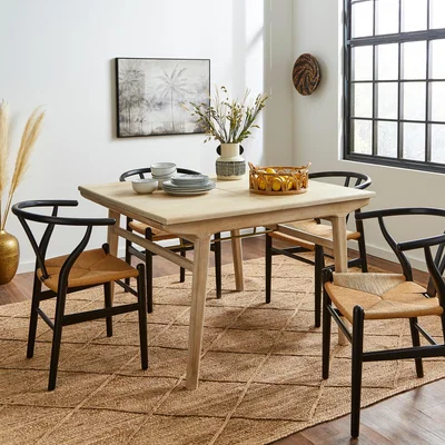 Dunelm Laila Square Mango Wood Extendable Dining Table Off-White