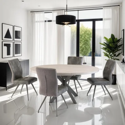 Dunelm Rimini Round to Oval 4-6 Seater Extendable Dining Table, Grey