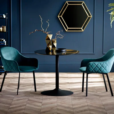 Dunelm Nero 4 Seater Round Dining Table, 80cm Black