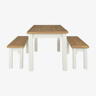 Dunelm Compton Ivory Dining Table and Bench Set Cream