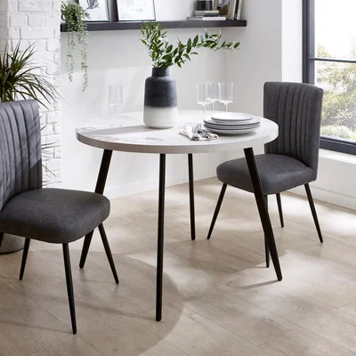 Dunelm Zuri Round Dining Table, 100cm Concrete Effect Grey