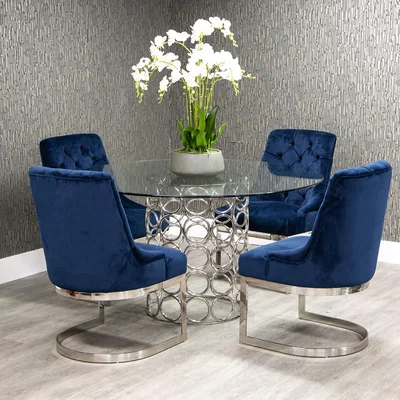 Dunelm Lorna Round 4 Seater Dining Table Glass Clear