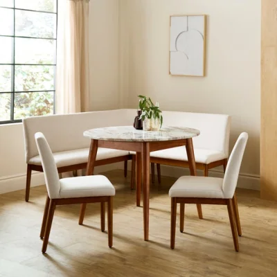 Dunelm Thea Round Dining Table, Marble and Mango Wood