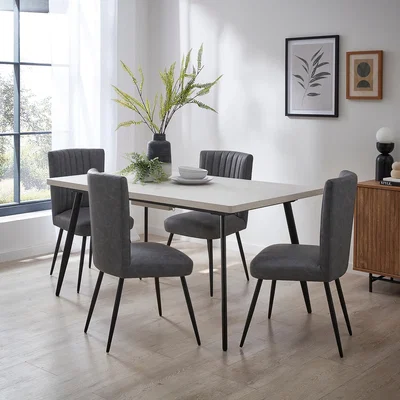 Dunelm Zuri Rectangle Extending Dining Table, 150cm to 180cm Concrete Effect Grey