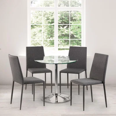 Dunelm Kudos Round Glass Pedestal Dining Table Chrome