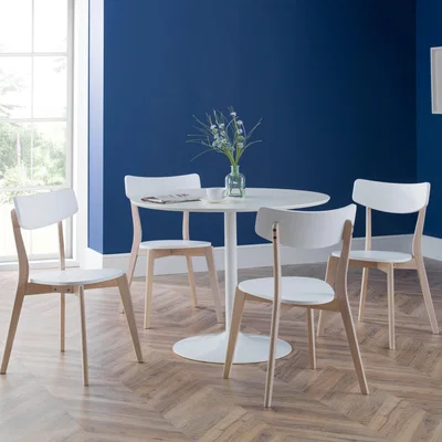 Dunelm Blanco Round White Pedestal Dining Table White