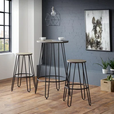 Dunelm Dalston Round Bar Table Mocha Elm Brown/Black