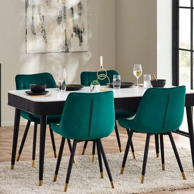 Dunelm Louis Black Fluted Stone Dining Table