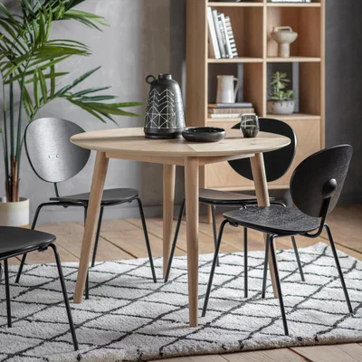 Dunelm Manila 4 Seater Round Dining Table Oak (Brown)