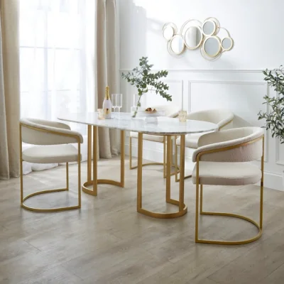 Dunelm Sascha 6 Seater Oval Dining Table, Marble