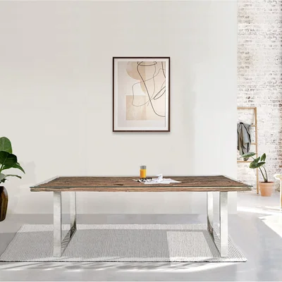 Dunelm Indus Valley Railway Sleeper 8 Seater Dining Table Natural