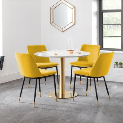 Dunelm Palermo Round Pedestal Dining Table Gold