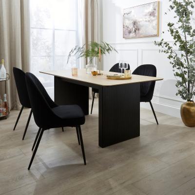 Dunelm Georgi 6 Seater Rectangular Dining Table, Black Natural