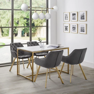 Dunelm Scala Rectangular Dining Table Gold Gold