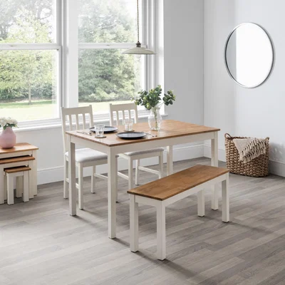 Dunelm Coxmoor Rectangular Dining Table Ivory with Oak Cream