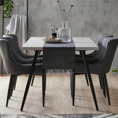 Dunelm Zuri Concrete Effect Rectangular Dining Table Grey