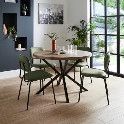 Dunelm Ezra Round 4 Seater Dining Table, Rustic Wood Effect