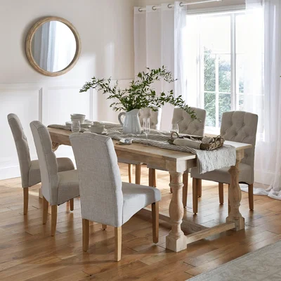 Dunelm Bridget 8 Seater Rectangular Extendable Dining Table, Whitewash Mango Wood Light Wood