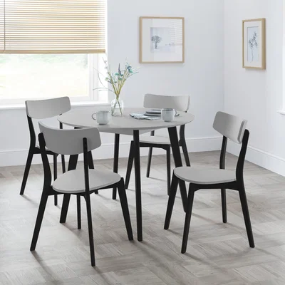 Dunelm Casa 4 Seater Round Dining Table, Grey and Black Grey