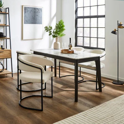 Dunelm Tervola 6 Seater Rectangular Dining Table, Marble White