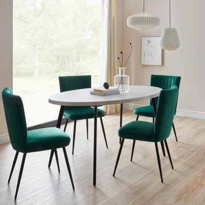Dunelm Zuri Dining Table with Taylor Chairs Green