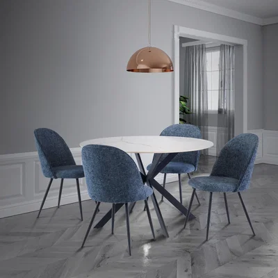 Dunelm Talia Round 4 Seater Dining Table, Sintered Stone White