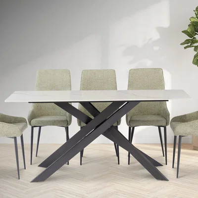 Dunelm Camilla Large 6 Seater Dining Table, Sintered Stone Marble