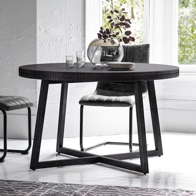 Dunelm Cantwell 4 Seater Round Dining Table, Mango Wood Black