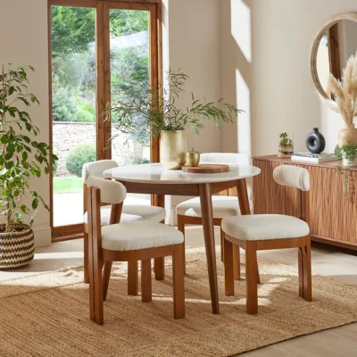 Dunelm Thea Round Marble 4 Seater Dining Table